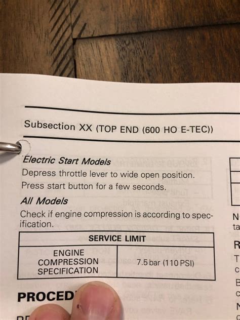 2014 600 ETEC compression value from service manual